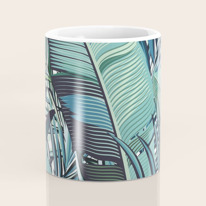 Tropical, Palm Trees, Green and Blue, Abstract Coffee Mug Gallery Image 4