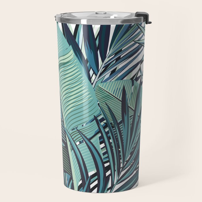 Tropical, Palm Trees, Green and Blue, Abstract Travel Mug Gallery Image 2