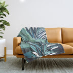 Tropical, Palm Trees, Green and Blue, Abstract Throw Blanket Gallery Image 1
