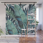 Tropical, Palm Trees, Green and Blue, Abstract Wall Mural Gallery Image 1