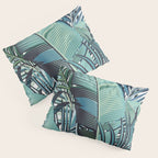 Tropical, Palm Trees, Green and Blue, Abstract Pillow Sham Gallery Image 3