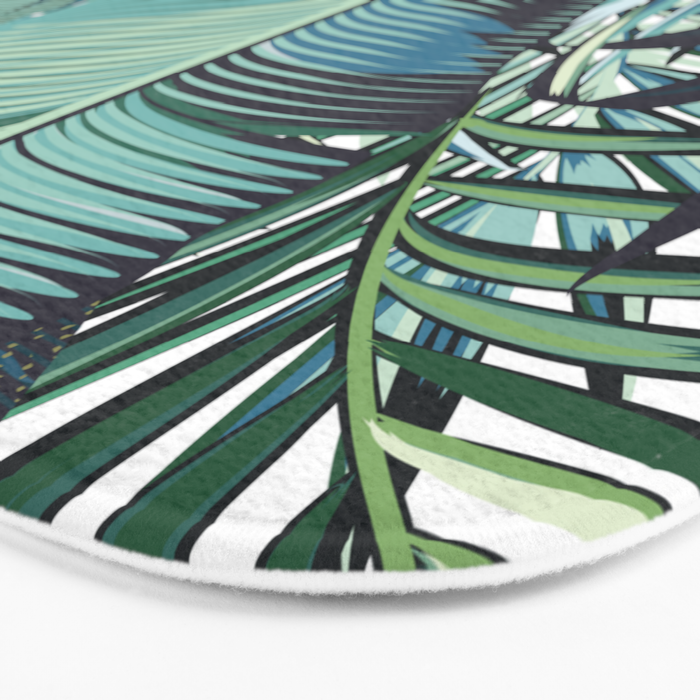 Tropical, Palm Trees, Green and Blue, Abstract Bath Mat Gallery Image 3