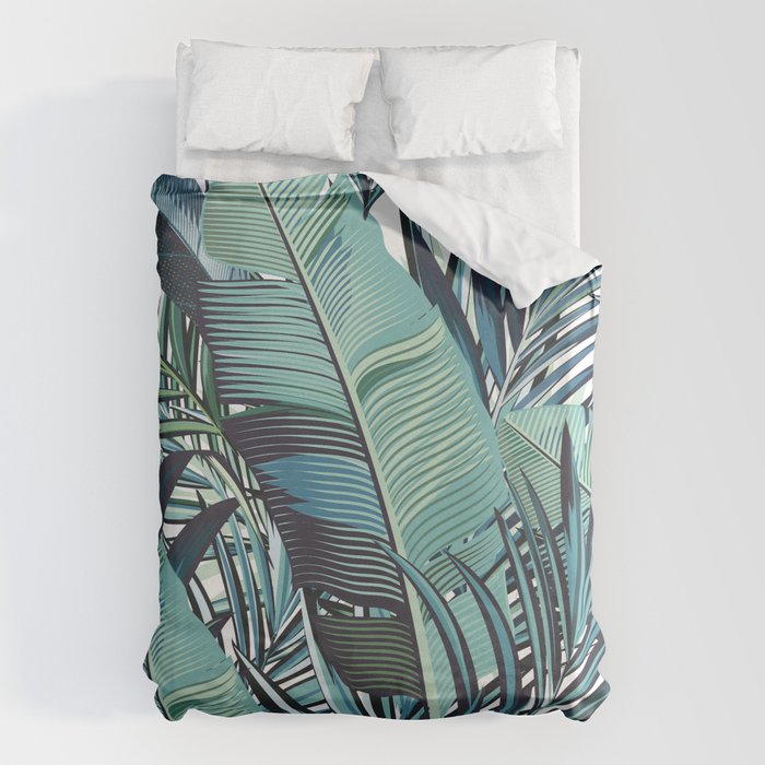 Tropical, Palm Trees, Green and Blue, Abstract Duvet Cover Gallery Image 6