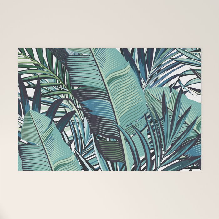 Tropical, Palm Trees, Green and Blue, Abstract Welcome Mat Gallery Image 1