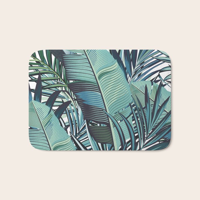 Tropical, Palm Trees, Green and Blue, Abstract Bath Mat Gallery Image 1