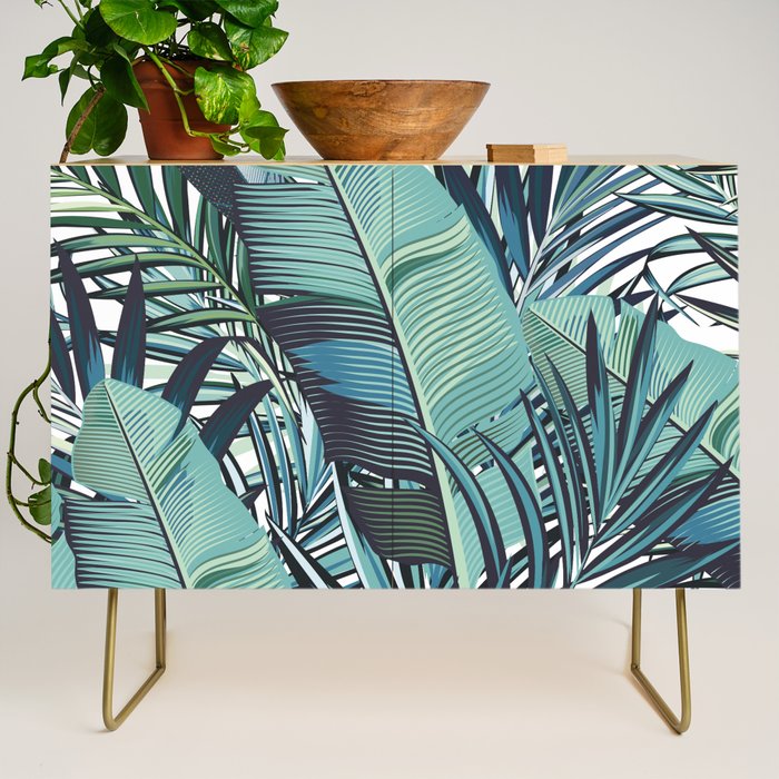 Tropical, Palm Trees, Green and Blue, Abstract Credenza Gallery Image 1