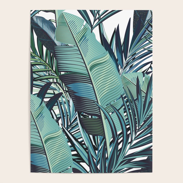 Tropical, Palm Trees, Green and Blue, Abstract Poster Gallery Image 1