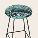 Tropical, Palm Trees, Green and Blue, Abstract Stool Gallery Image 2