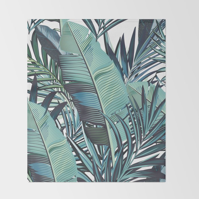 Tropical, Palm Trees, Green and Blue, Abstract Throw Blanket Gallery Image 2