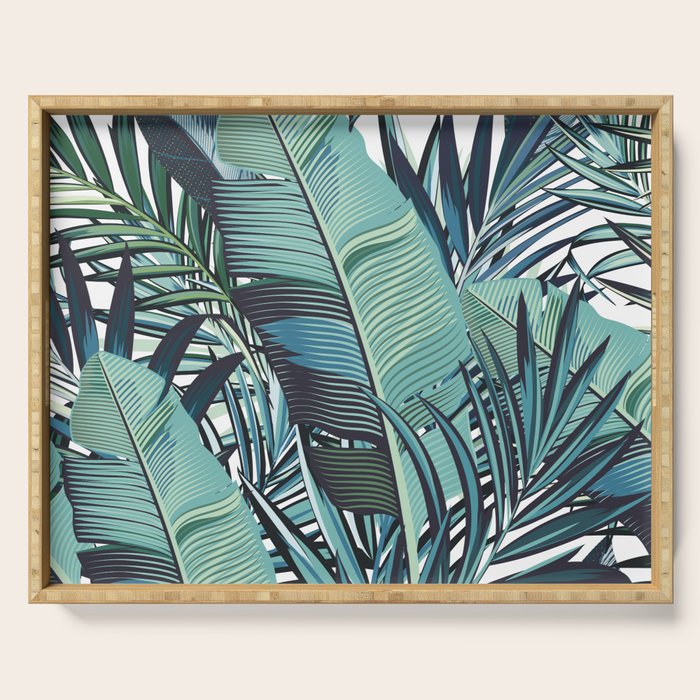 Tropical, Palm Trees, Green and Blue, Abstract Serving Tray Gallery Image 1