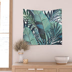 Tropical, Palm Trees, Green and Blue, Abstract Wall Tapestry Gallery Image 2