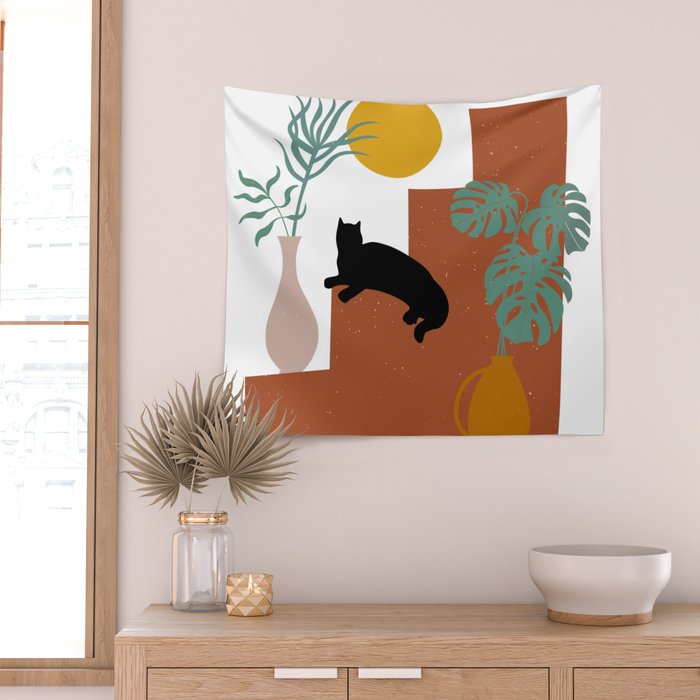 The Cat and The Sun II Wall Tapestry Gallery Image 2
