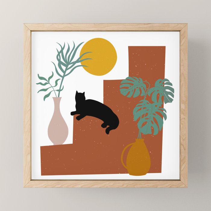 The Cat and The Sun II Mini Art Print Gallery Image 1