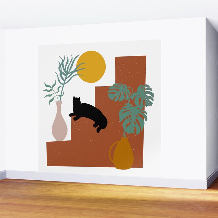 The Cat and The Sun II Wall Mural Gallery Image 2
