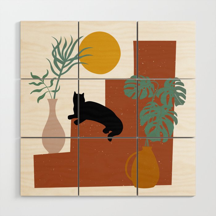 The Cat and The Sun II Wood Wall Art Gallery Image 1