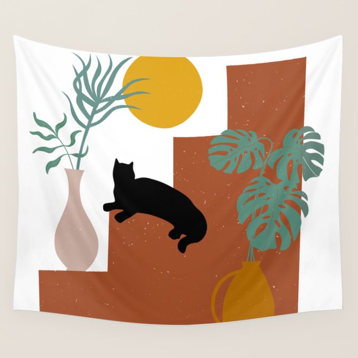 The Cat and The Sun II Wall Tapestry Gallery Image 1