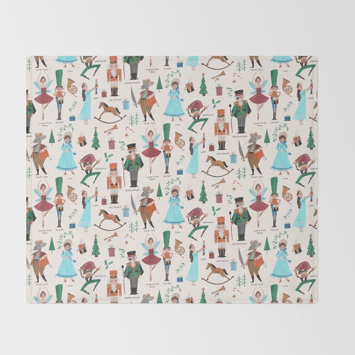 Festive Nutcracker holiday pattern Throw Blanket Gallery Image 2