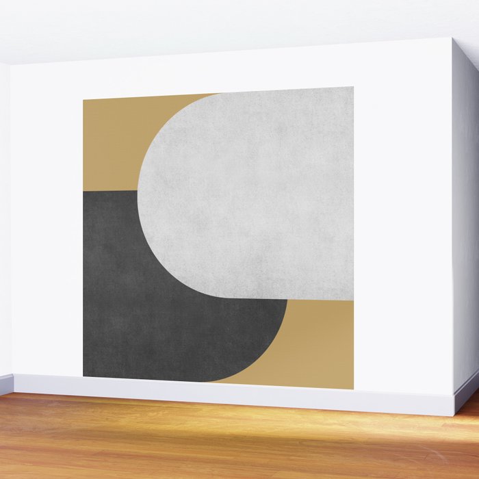 Halfmoon Colorblock - Black White on Gold Wall Mural Gallery Image 2