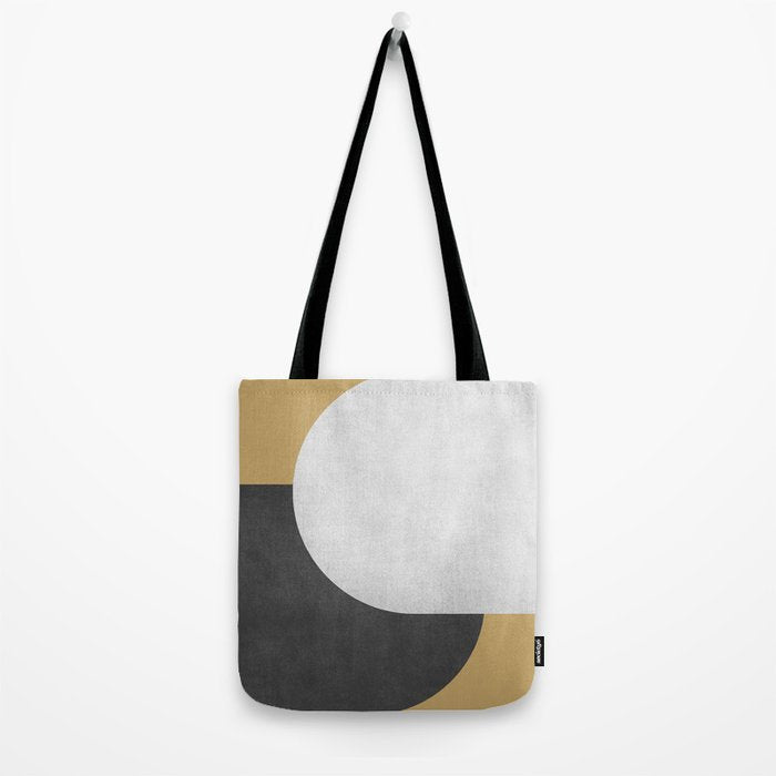 Halfmoon Colorblock - Black White on Gold Tote Bag Gallery Image 2