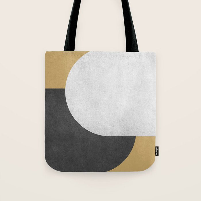 Halfmoon Colorblock - Black White on Gold Tote Bag Gallery Image 1