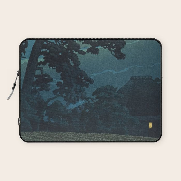 Hasui Kawase, Full Moon Over Magome - Vintage Japanese Woodblock Print Art Laptop Sleeve Gallery Image 1