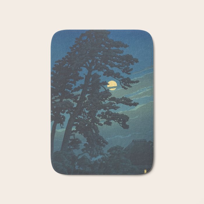 Hasui Kawase, Full Moon Over Magome - Vintage Japanese Woodblock Print Art Bath Mat Gallery Image 1
