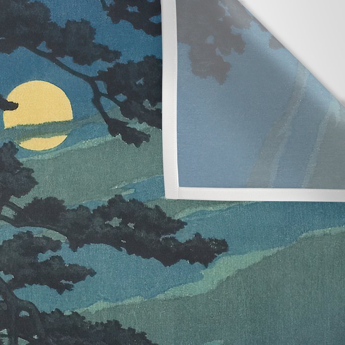Hasui Kawase, Full Moon Over Magome - Vintage Japanese Woodblock Print Art Wall Tapestry Gallery Image 3