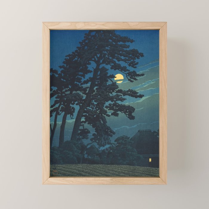 Hasui Kawase, Full Moon Over Magome - Vintage Japanese Woodblock Print Art Mini Art Print Gallery Image 1