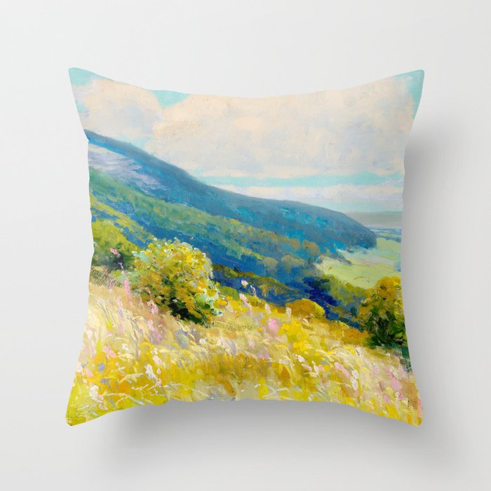 Pastel Landscape Painting Throw Pillow Gallery Image 6