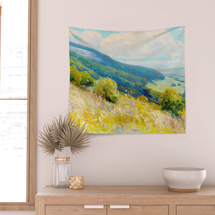 Pastel Landscape Painting Wall Tapestry Gallery Image 2