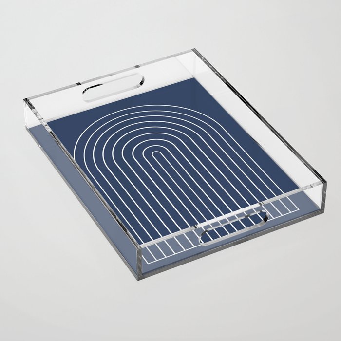 Minimal Arch XIV Navy Blue Modern Geometric Lines Acrylic Tray Gallery Image 1
