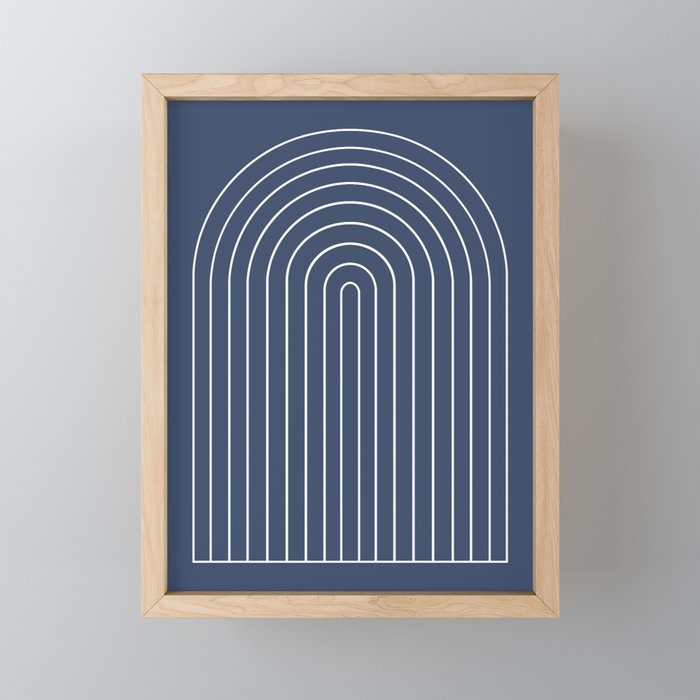 Minimal Arch XIV Navy Blue Modern Geometric Lines Mini Art Print Gallery Image 1