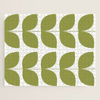Mid Century Modern Leaves Green #society6 #buyart Jigsaw Puzzle Gallery Image 1