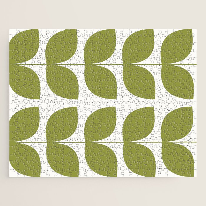 Mid Century Modern Leaves Green #society6 #buyart Jigsaw Puzzle Gallery Image 1
