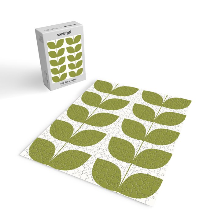Mid Century Modern Leaves Green #society6 #buyart Jigsaw Puzzle Gallery Image 2