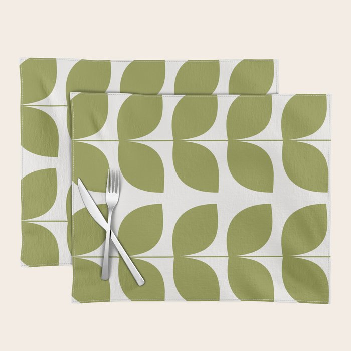 Mid Century Modern Leaves Green #society6 #buyart Placemat Gallery Image 1