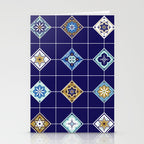 Talavera Mexican Tile - Navy & Bronze Palette Stationery Card Gallery Image 2