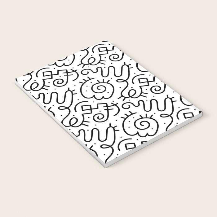 Fun black and white line doodle art pattern Notebook Gallery Image 3