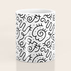 Fun black and white line doodle art pattern Coffee Mug Gallery Image 4