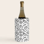 Fun black and white line doodle art pattern Wine Chiller Gallery Image 3