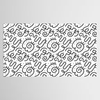 Fun black and white line doodle art pattern Tablecloth Gallery Image 2