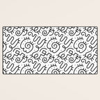 Fun black and white line doodle art pattern Desk Mat Gallery Image 3