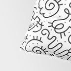 Fun black and white line doodle art pattern Pillow Sham Gallery Image 4