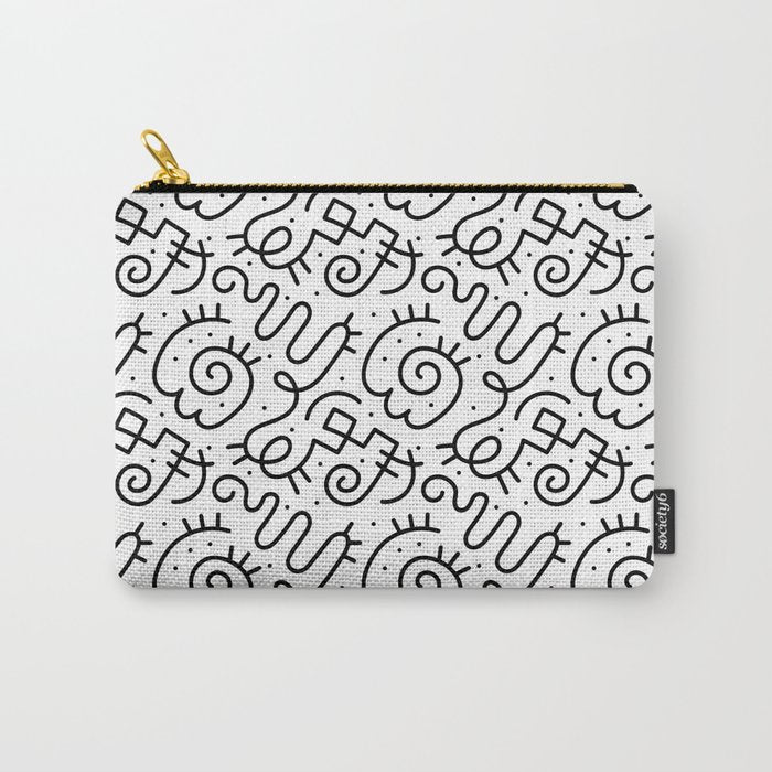 Fun black and white line doodle art pattern Carry All Pouch Gallery Image 1