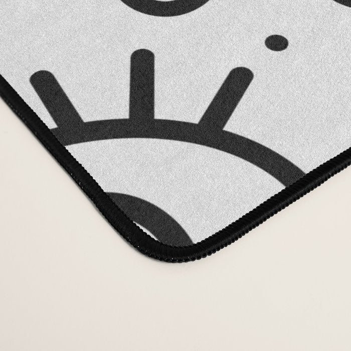 Fun black and white line doodle art pattern Desk Mat Gallery Image 4