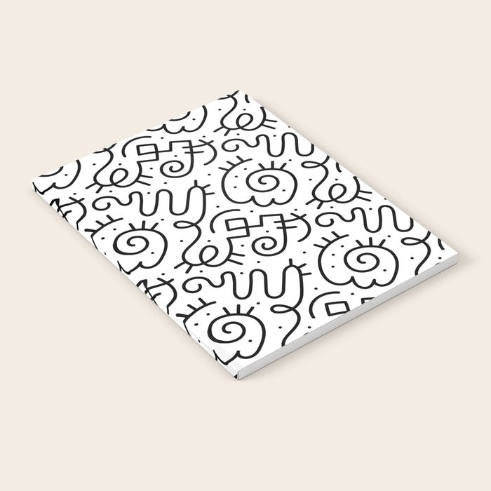 Fun black and white line doodle art pattern Notebook Gallery Image 2