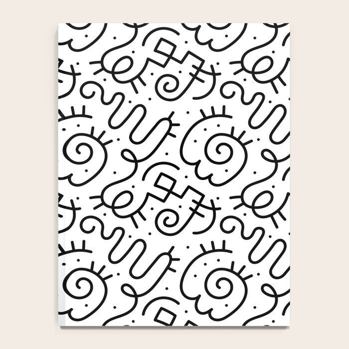 Fun black and white line doodle art pattern Notebook Gallery Image 4