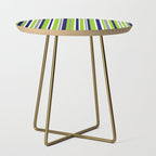 Lime Green Bright Navy Blue Gray and White Vertical Stripes Pattern Side Table Gallery Image 1