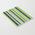 Lime Green Bright Navy Blue Gray and White Vertical Stripes Pattern Notebook Gallery Image 3