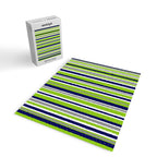 Lime Green Bright Navy Blue Gray and White Vertical Stripes Pattern Jigsaw Puzzle Gallery Image 2